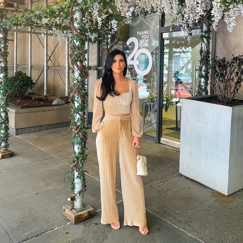 Pleated velvet set
